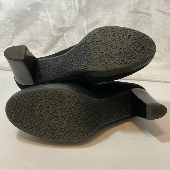 La Canadienne Oliver Waterproof Suede Bootie Black Ankle Boots Stacked Heel 7 - Picture 9 of 12